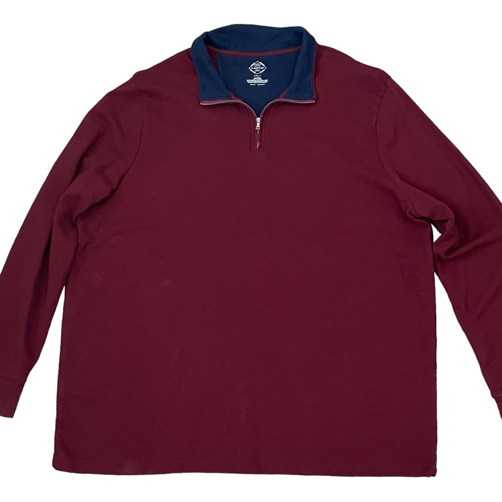 St. John’s Bay 4XLT Big and Tall Collared Zip Sweater Cotton Long Sleeve Maroon
